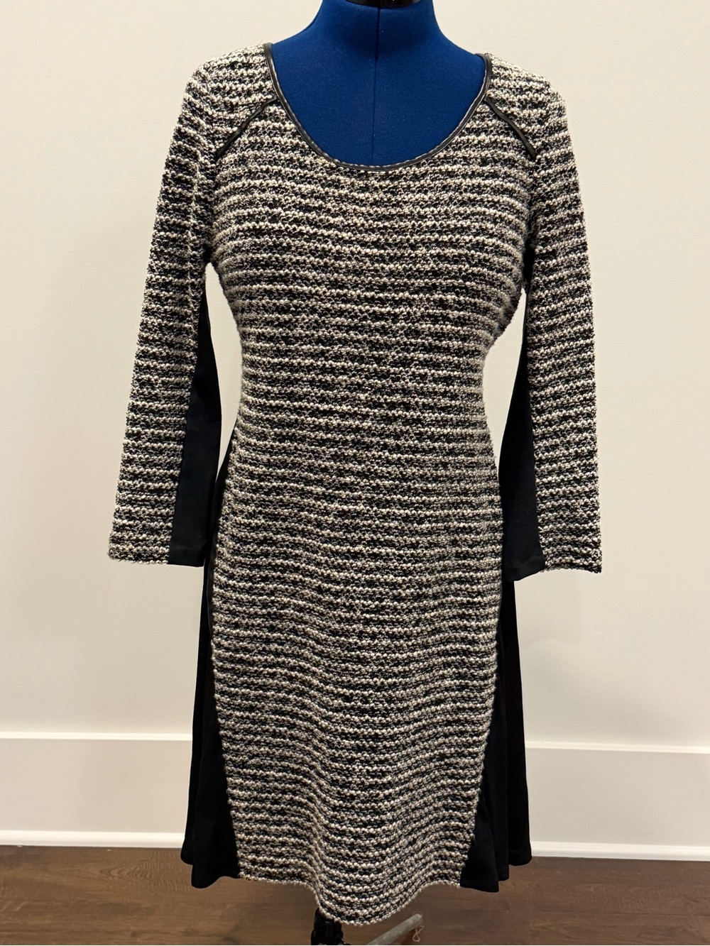 Anthropologie Maeve Black and White Knit Sheath Dress